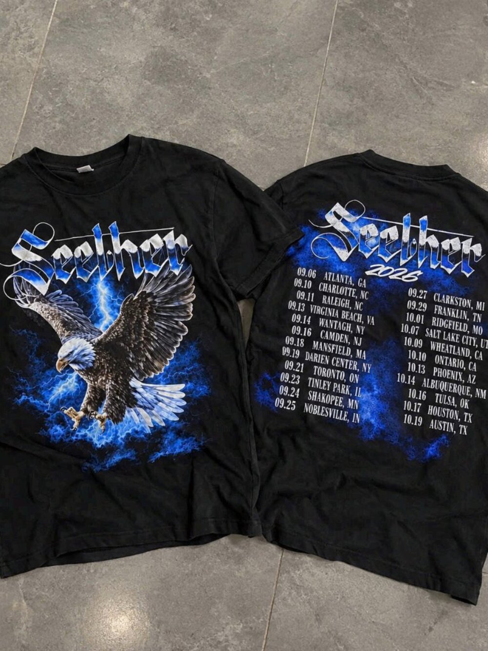 Seether 2026 Eagle Lightning Tour Dates Black Graphic T-Shirt